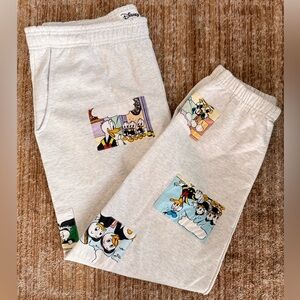 Disney‎ Donald & Nephew Cartoon Patches Gray Jogger Sweatpants, Size L